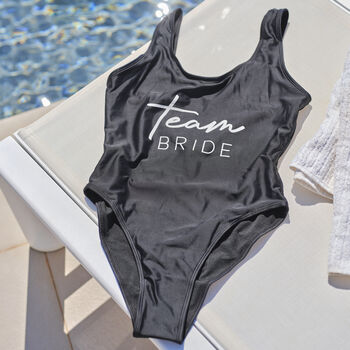 Team Bride Black Hen Party Swimsuit Small, 2 of 4