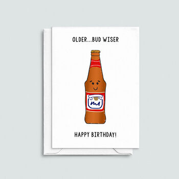 'Older But Wiser' Funny Beer Birthday Card, 2 of 2