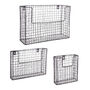 Set Of Three Wall Mounted Black Wire Storage Baskets, thumbnail 2 of 6