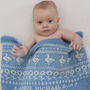 Personalised Lambswool Animals Baby Blanket In Blue, thumbnail 1 of 5