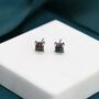 Black Opal Square Stud Earrings In Sterling Silver, thumbnail 2 of 12