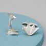 Geometric Sterling Silver Cufflinks. Fan Shape, thumbnail 5 of 6