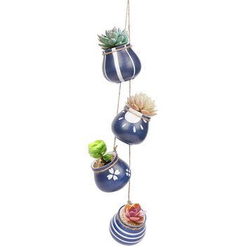 Four Pots Hanging Ceramic Planter Set, 2 of 7