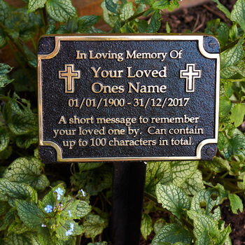 Personalized Brass Cross Or Angel Memorial Gift Plaque, 2 of 6