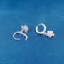 Hanging Butterfly Hoop Earrings Silver, thumbnail 5 of 7