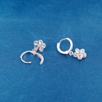Hanging Butterfly Hoop Earrings Silver, 5 of 7