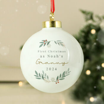 Personalised Christmas Foliage Ceramic Bauble Hanging Decoration, 2 of 6