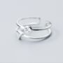 Sterling Silver Geometric Double Band Adjustable Ring, thumbnail 2 of 4