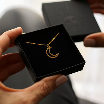 Crescent Moon Necklace In Sterling Silver, Gold Vermeil, 4 of 10