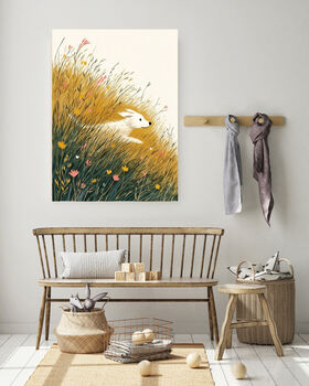 Dog Chasing Though The Meadow Art Print, 4 of 4
