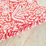 Bagru Block Printed Indian Table Runner, Red And White, thumbnail 3 of 11