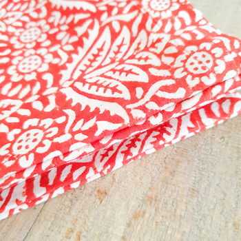 Bagru Block Printed Indian Table Runner, Red And White, 3 of 11