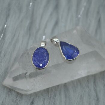 Tanzanite Silver Pendant Necklace: Oval Or Teardrop, 2 of 5