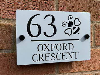 Personalised Heart Wing Bee Design House Acrylic Number Sign, 4 of 5