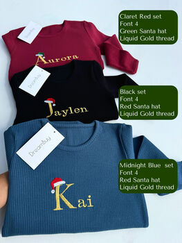Adult Christmas Santa Hat Personalised Loungewear Baby Toddler, 2 of 7