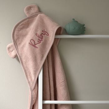 Personalised Hooded Towel In Dusky Pink, 2 of 6