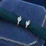 Sterling Silver Heart Cz Huggie Hoop, thumbnail 2 of 12