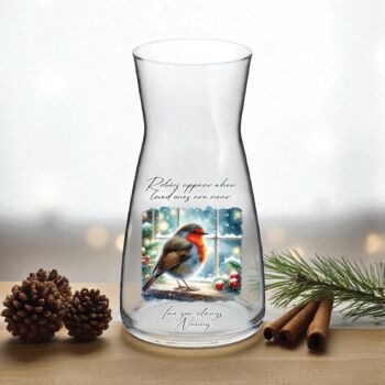 Personalised Winter Robin Memorial Gift Vase, 4 of 6