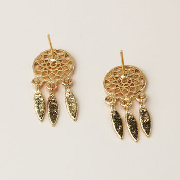 Gold Or Silver Dreamcatcher Dangle Stud Earrings, 5 of 6