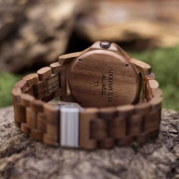 Personalised Wooden Watch For Men,Engraved Custom Watch, 9 of 10