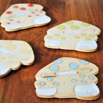 Handmade Ceramic Toadstool Mushroom Coasters, 3 of 7