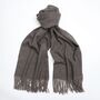 Dark Grey Tassel Heavyweight Scarf, thumbnail 2 of 5