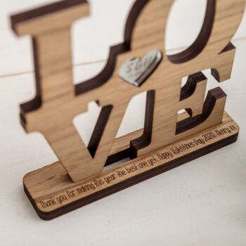 Personalised Freestanding Wooden Love Plaque, 2 of 3