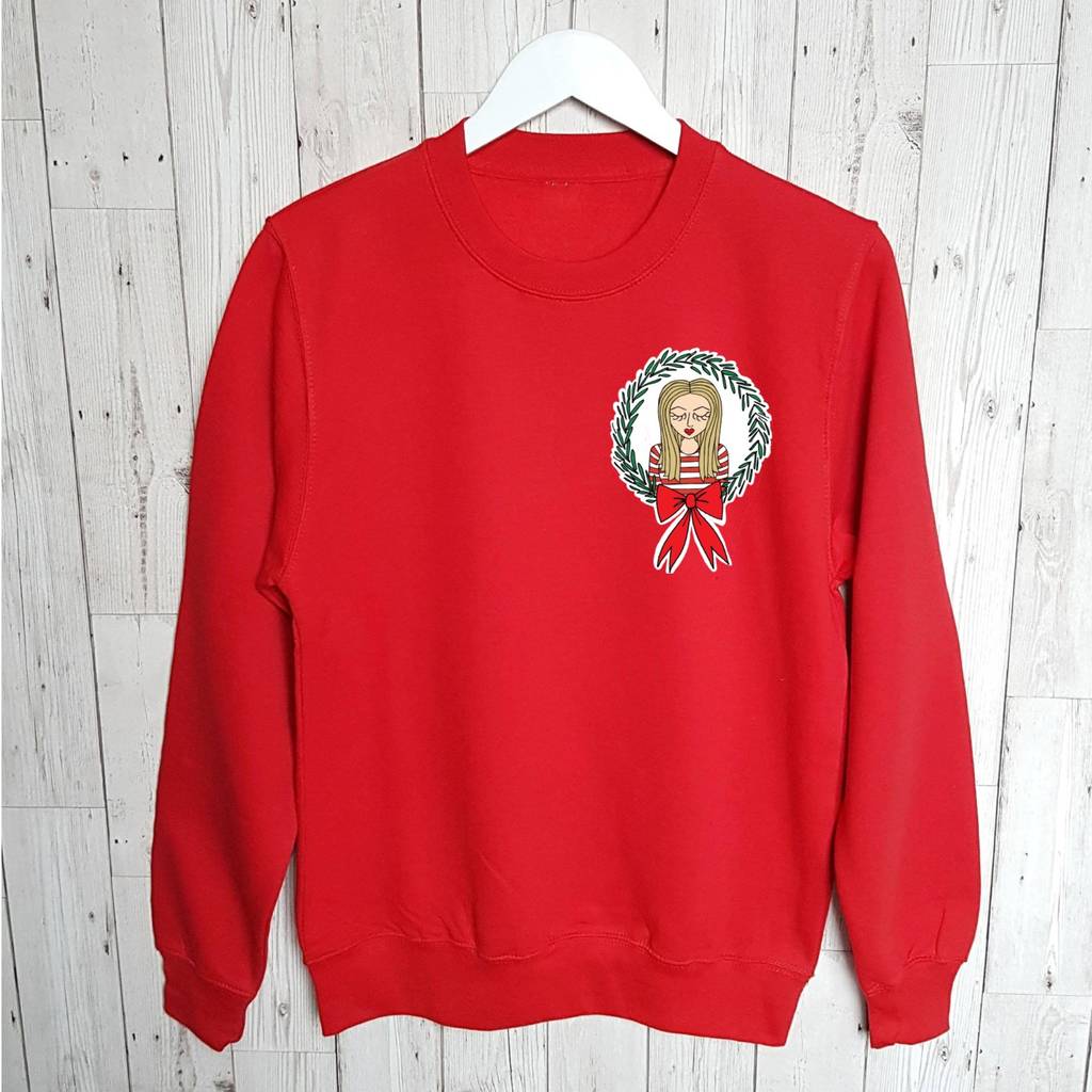 Personalised Christmas Wreath Family Christmas Jumper By
