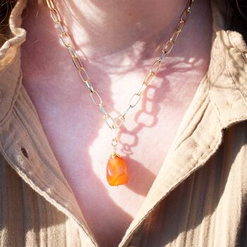 Mallory Carnelian Gemstone Pendant Chain Necklace, 4 of 5