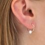 9ct Gold And Freshwater Pearl Sleeper Hoop Earrings, thumbnail 2 of 3