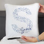 Personalised Floral Blue Initial Cushion Gift For Her, thumbnail 2 of 4