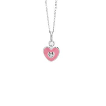 Sterling Silver Pink Enamel Cz Heart Jewellery Set, 4 of 6