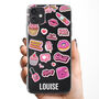 Personalised Pink Stickers Name Clear Phone Case, thumbnail 1 of 5