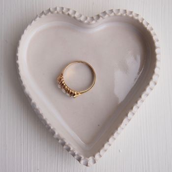 Handmade White Ceramic Heart Wedding Ring Dish, 3 of 6
