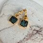 The Square Emerald Gold Plated Gemstone Earrings, thumbnail 1 of 5