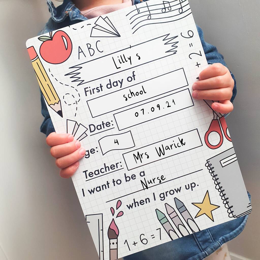 My First Day At School Whiteboard Photo Opportunity By Little Duo 