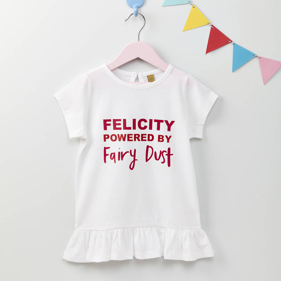 Girls Personalised Fairy Dust T Shirt By TillieMint