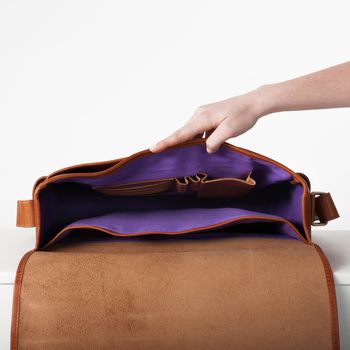 Personalised Leather Messenger Bag For Men ' Ryton ', 7 of 12