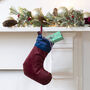 Luxury Mini Christmas Stocking Red Claret Velvet, thumbnail 1 of 5