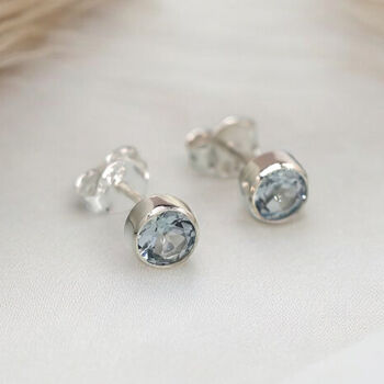 Sterling Silver Blue Topaz Stud Earrings, 2 of 7