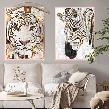 Set Of Two Modern Zebra Tiger Wall Art Prints, 2 of 7