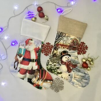 Personalised Snow Man And Santa Christmas Stocking, 4 of 8