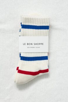 Red / Blue Striped Boyfriend Socks, 2 of 6