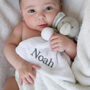 Personalised Grey Baby Gown And Teddy Comforter Set, thumbnail 3 of 12
