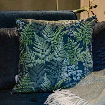 Luxury Super Soft Velvet Cushion Ferns Floral, 2 of 8