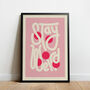 Stay Weird Bold Illustrated Playful Print, Typographic Nostalgic Style, Bright Pink Graphic Portrait Artwork Design, A5 A4 A3 A2 A1, thumbnail 1 of 4