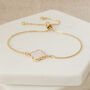 Gold Plated Mother Of Pearl Clover Slider Bracelet, thumbnail 2 of 4