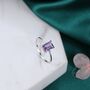 Genuine Amethyst Cz Emerald Cut Ring, thumbnail 2 of 9