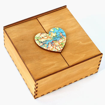 Map Location Heart Jewellery Box Birthday Gift, 3 of 8