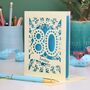 Personalised 80th Birthday Card Papercut Spotty Design, thumbnail 3 of 6